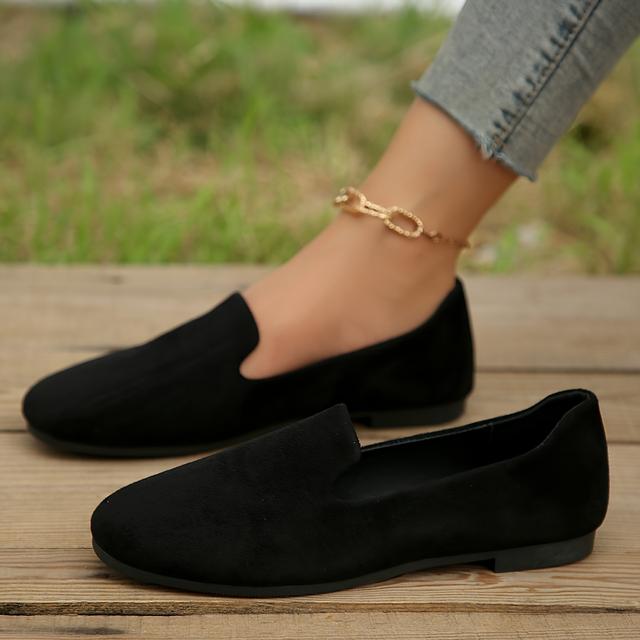 TEMU Modne czarne baleriny damskie na wiosnę i jesień, łatwe w noszeniu, wygodne wsuwane buty z okrągłym noskiem, buty damskie