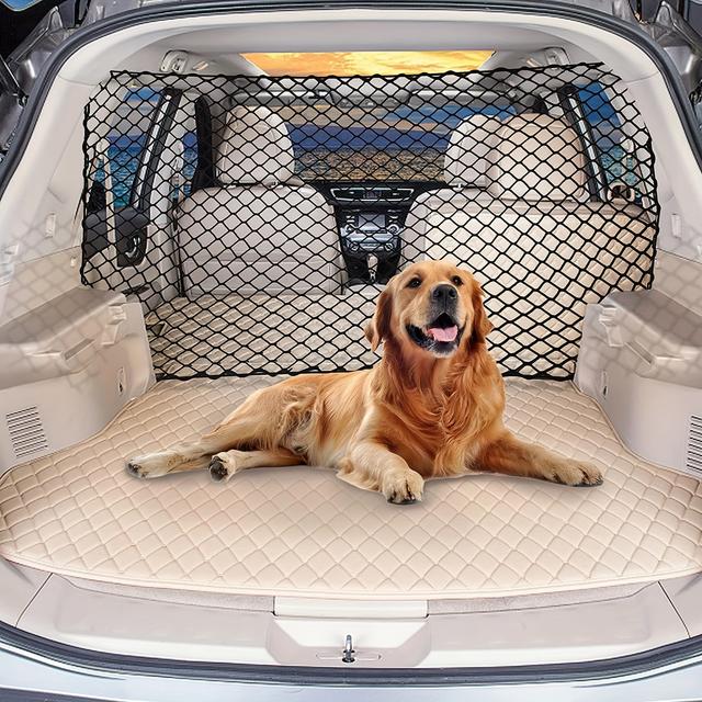 TEMU Adjustable Large Dog Car Barrier With Safety Mesh - Black, Ideal For Suvs & Cars, Off-road, Pet