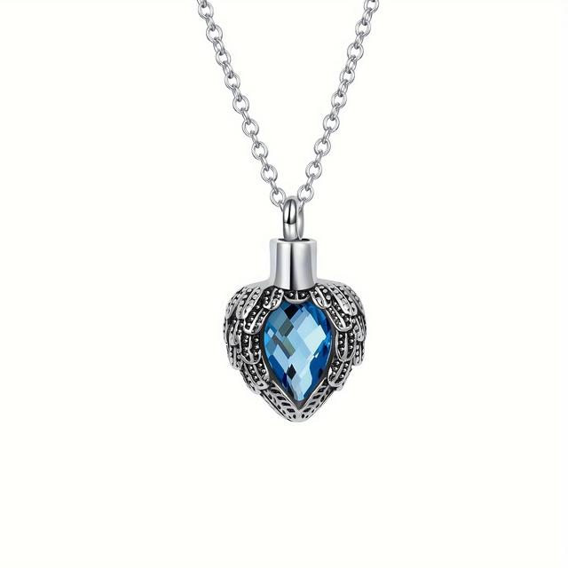 TEMU A 316l 316l Stainless -shaped Pendant With 4 Birthstone Colors, Designed To Hold Ashes Or Hair In Memory Of And Pets