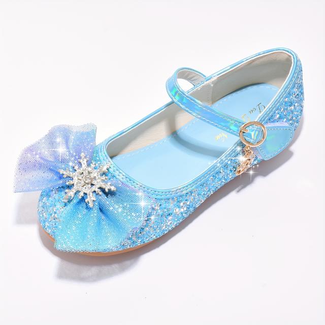 TEMU Sapatos de Cristal Azul de e Outono para Meninas, Sapatos de Princesa de Sola Macia para Meninas
