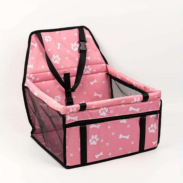 TEMU Dog Car Booster Seat & Travel Carrier - Oxford Breathable Foldable Soft Washable With Safety Leash & Adjustable Straps For Travel, Comfortable Elevated View For Cats & Small Dogs, Dog Carrier