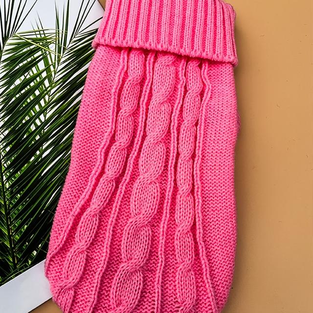 TEMU 1pc Pink 3d Cable Knit Dog Sweater - Cozy Pullover For Small Dogs, Machine Washable Pet Sweater For Fall, Warm Winter Clothes For Small Breeds, Dog Sweater For Small Dogs, Cableknit Design