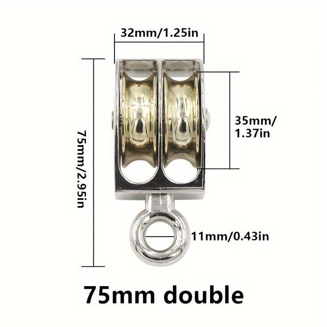 TEMU 36/52/75mm Metal Sheave Fixed Pulley And Tackle Lifting Wheel Mini Single/double Pulley For