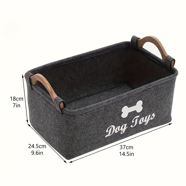 TEMU . Haustierspielzeug-Aufbewahrungskorb Haustierspielzeug-Aufbewahrungsbox aus Filz Haustierspielzeug- Organizer Haushaltswaren-Aufbewahrungskorb
