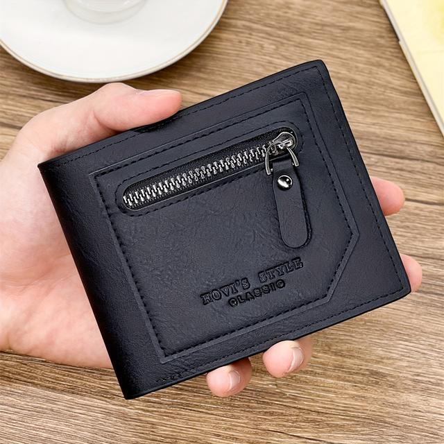 TEMU Men's Letter Detail Small Wallet Portable Wallet Clip Young College Student Commuter Wallet For Men Men's Wallets, Card Cases & Money Organizers
