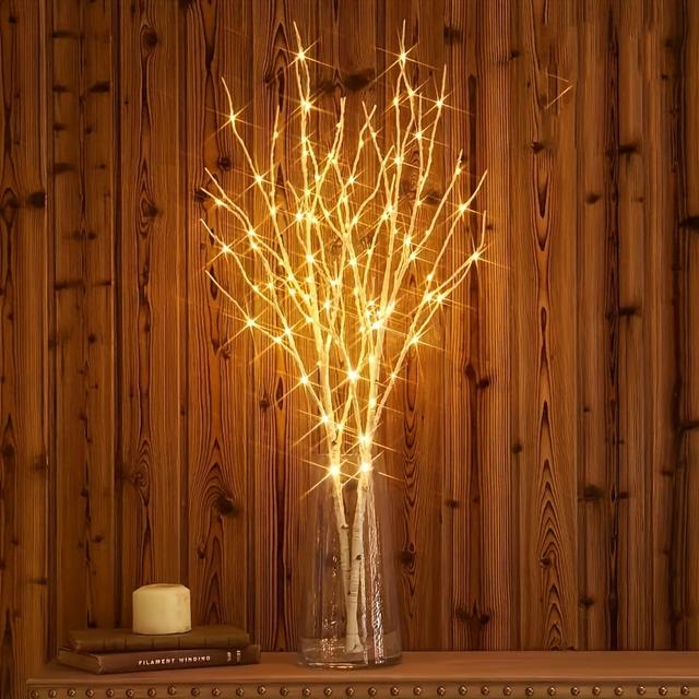 TEMU 1pc Luminous Birch Branch Decorative Light. Battery Powered Simulated Artificial Branches For Indoor, Wedding, Party, Home Decoration Festivals