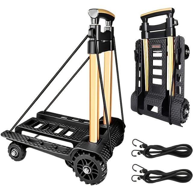 TEMU Klappbarer Handwagen, mit geräuscharmen, verschleißfesten PU-Tankrädern verstellbarer Zugstange, 60 kg/132 lbs Tragfähigkeit leicht (3,9 lbs), tragbarer, robuster langlebiger Trolley-Dolly
