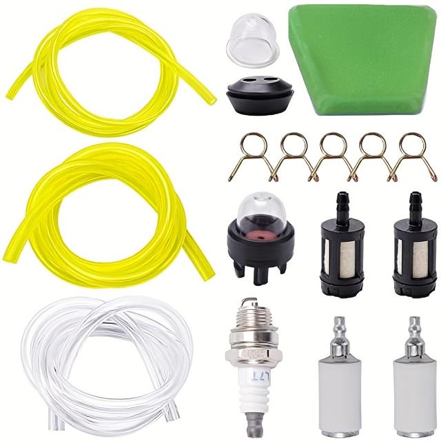 TEMU 17pcs Chainsaw Kit, 30cm Flexible Gasoline Hose, Filter Primer Bulb, Gasket, Candle Brusher, Plastic Material For Brush Cutter