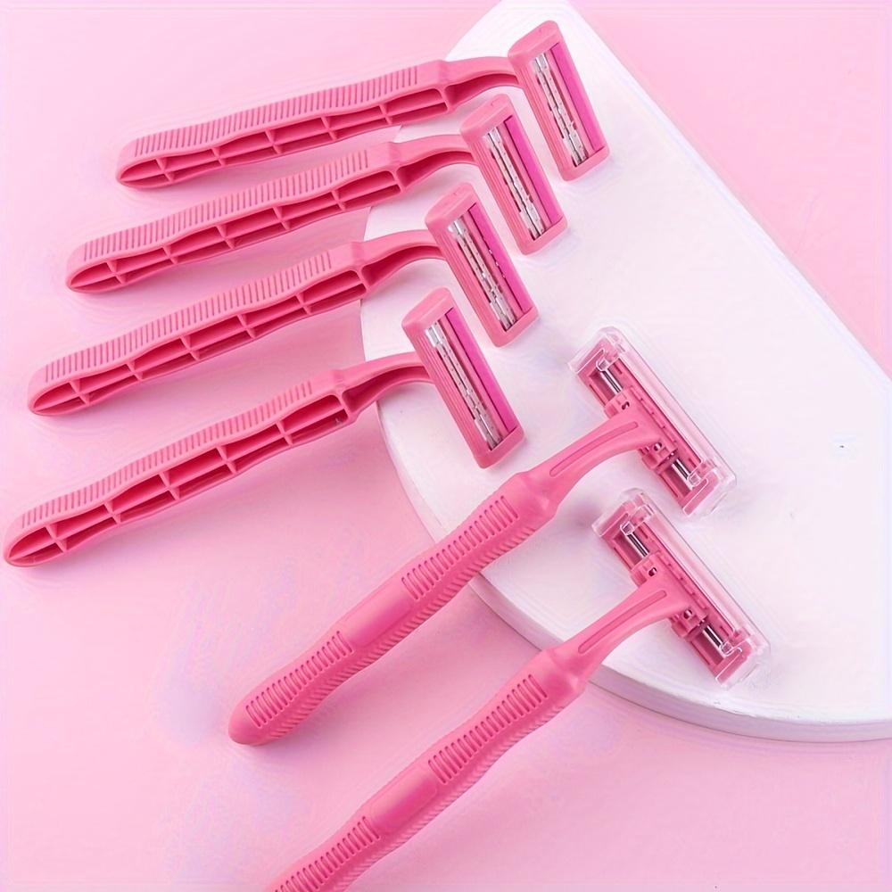 TEMU Jifuli 6pcs Pink 2-blade Disposable Razor With Aloe Lubricant, Suitable For Women' Hair Removal