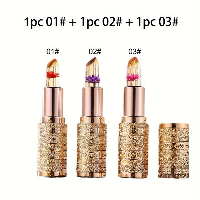 TEMU 3pcs Nature-inspired Color-changing Lip Balm Set - Moisturizing, Long-lasting, Temperature-sensitive Paste For Types, Red Tone Pack