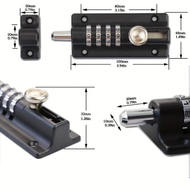 TEMU Door Latch Lock, Gate Locks For Outdoor Fence, 4 Digit Combination Bolt Lock, Outdoor Keyless Gate Lock, Resettable Slide Bolt Locks For Doors, Shed, Fence, Garage