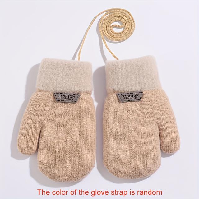 TEMU 1pc Cute Boys Girls Gloves Winter Thick Warm Knitted Mittens For Newborn Kids 1-3y Children Gloves Gift