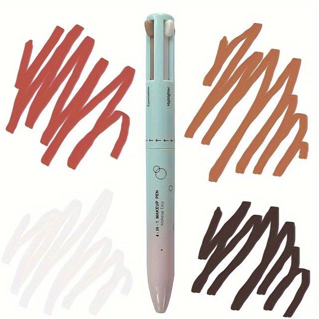 TEMU 4-in-1 Eyeliner Pencil In White, Black, Red, And Brown; Waterproof, Natural Lip Liner, Highlighter, Eyeshadow, Eyeliner, And Brow Pencil For Makeup