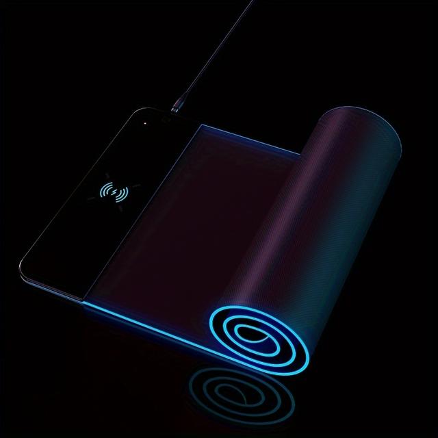 TEMU 10w Wireless Large Mouse Pad With Led Lighting, Rubber Gaming Mouse Pad, Professional Rgb Gaming Mouse Pad