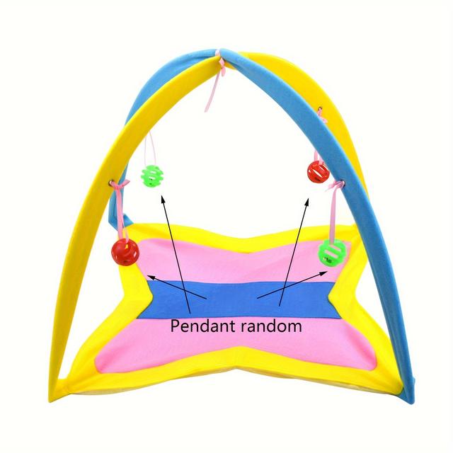 TEMU Pet Cat Hammock Foldable Teaser Mat With Hanging Ball Toys Interactive Cat Sound Toy