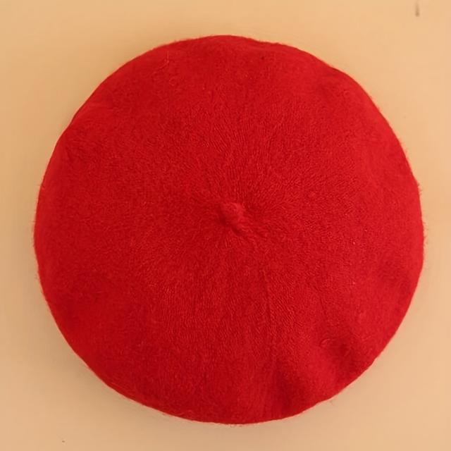 TEMU Універсальна вінтажна беретка однотонного кольору, що забезпечує та , підходить для щоденного носіння на вулиці восени та взимку