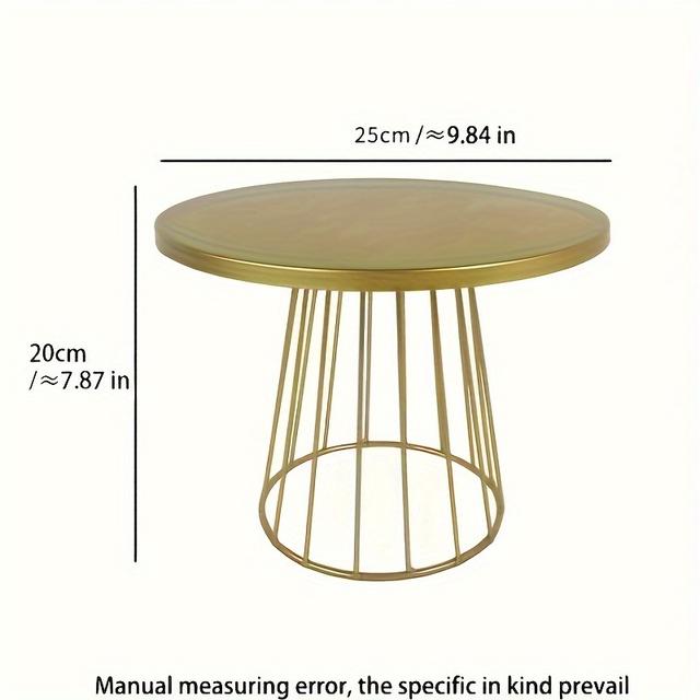 TEMU Elegant Golden Wire Dessert Stand With - Round Display Tray For Weddings, Birthdays, And , Food-safe Cast , Cakes, Cupcakes, And Pastries