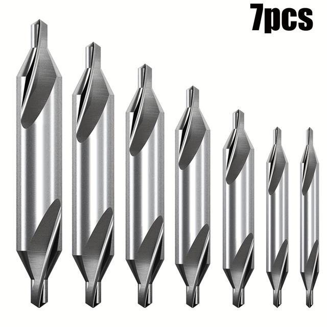 TEMU 7pcs Center Drill Bit Set With 60-degree Angle, Lathe Metalworking Countersink Tools