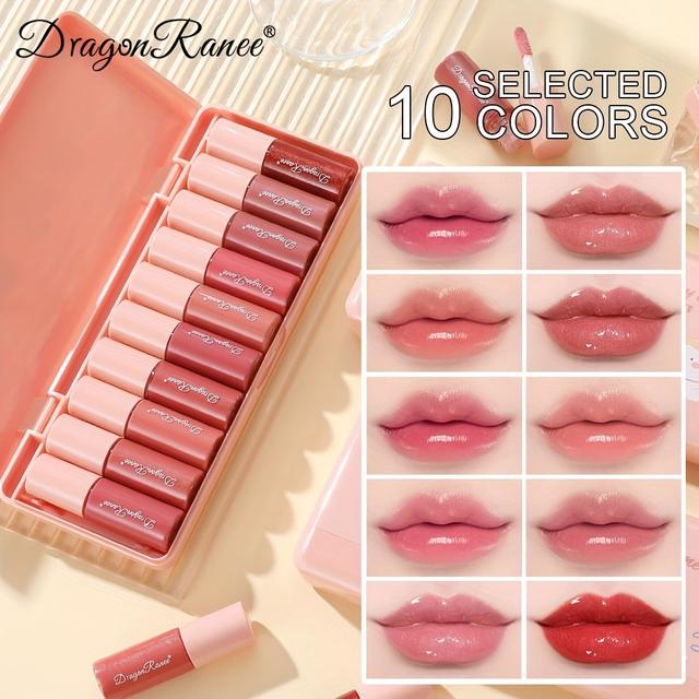 TEMU 10-Farben-Set -Lipgloss mit feinem Schimmer, langanhaltender wasserfester Lippenstift, der nicht leicht verblichen, wischfestes Lippen-Liquid und ein Lippenstift-Set mit Spiegel