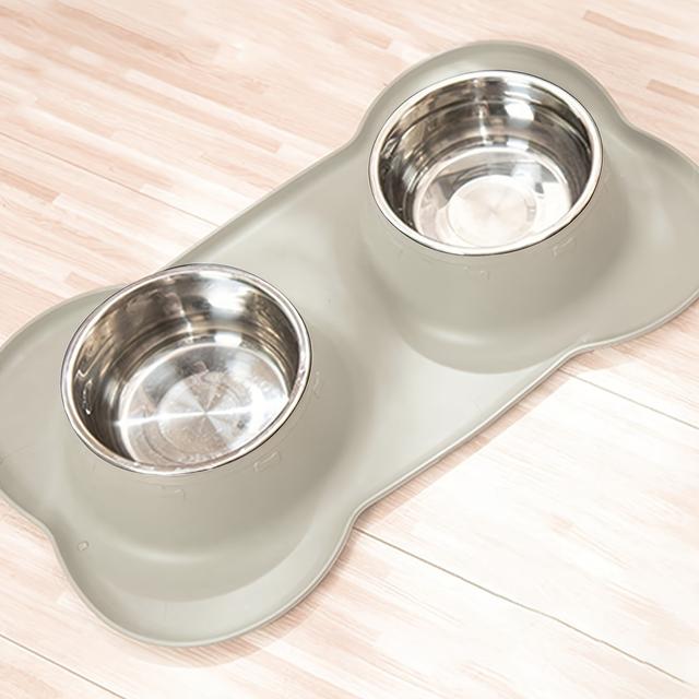TEMU 2pcs Stainless Bowl Set With Stylish Feeding Mat - Ideal For Indoor/outdoor Use, Durable & Easy-, Pet Feeding Essentials|stylish Dog Accessories|durable Dog Bowl