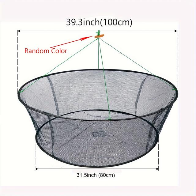 TEMU 1pc de Plegable Portátil, Jaula de Pesca con Cuerda, de Malla para a para Pececillos, Langosta, ,