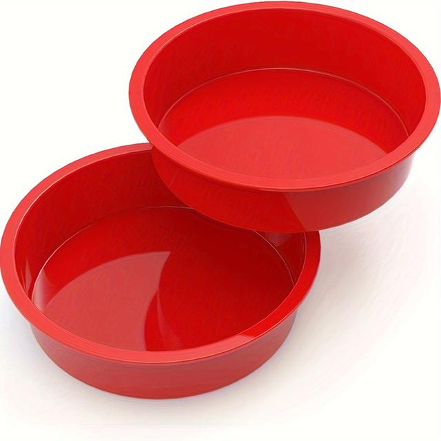 TEMU 2pcs 8-inch Round Silicone Baking Molds - , Heat-resistant Cake & Brownie Pans For Cooking, Holidays, Birthdays, And Everyday Baking, Cake Baking Supplies, Smooth Cooking Surface