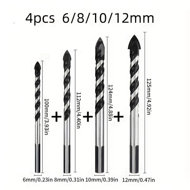 TEMU 6-12mm Multifunctional Glass Metal Tile Drill Bit Triangle Diamond Drill Set Ceramic Concrete Punching Drill