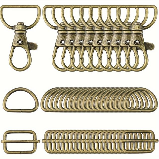 TEMU 50pcs Alloy Bronze Rotating Spring Hook D-shaped Keychain Luggage Hardware Accessories