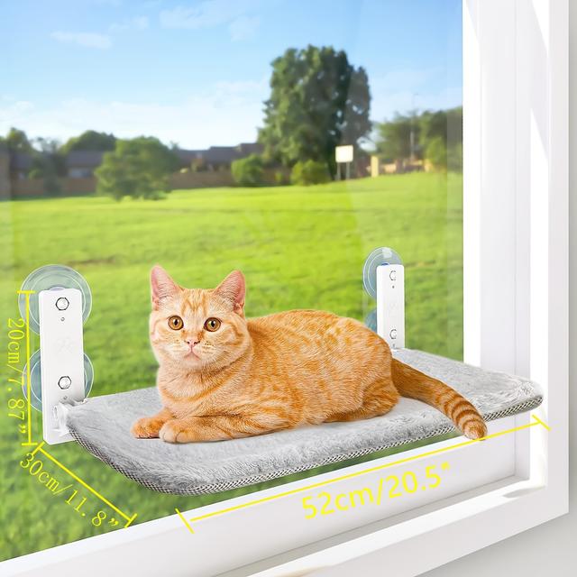 TEMU Cat Window Perch Foldable Hammock With And Strong Suction Cups, Indoor Cat Bed Seat In Gray For Windows