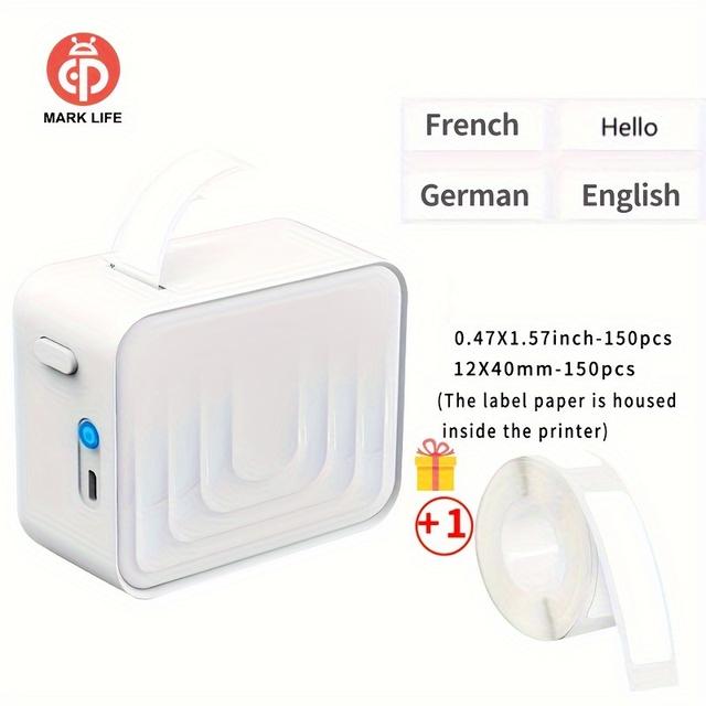 TEMU Marklife Label Machine Thermal Wireless Label Printer With Inkless Charging Mini Labeling Machine Small Handheld Sticker Making Machine With Multiple Templates For Office, Home, Storage