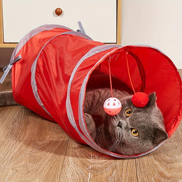 TEMU Cat Tunnel Dog Training Tunnel Foldable Storage Tunnel Pet Toys Play Tunnels For Cat Interactive Toy