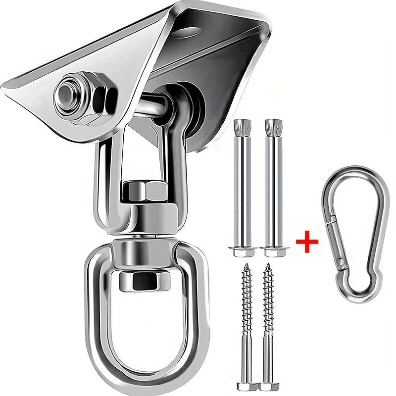 TEMU 360° Rotating Hammock Hanging Kit | Heavy-duty Stainless Steel Hooks For Yoga, Punching Bags, Hammock Chairs, Porch - Silvery Color