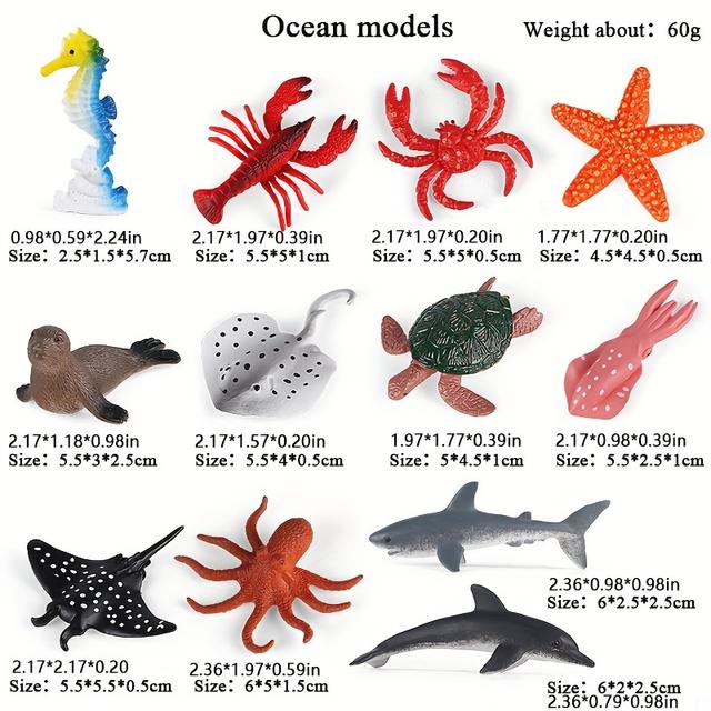 TEMU Sea Life Toys Figures, 12pcs Mini Underwater Creatures Realistic Figures, Educational Toys, Easter , Decorations, Aquarium Decorations