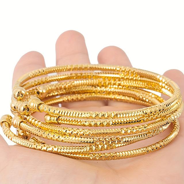 TEMU 6pcs Set Of Thin Bracelets Middle East Beads Popular Classic Jewelry African Party Gift