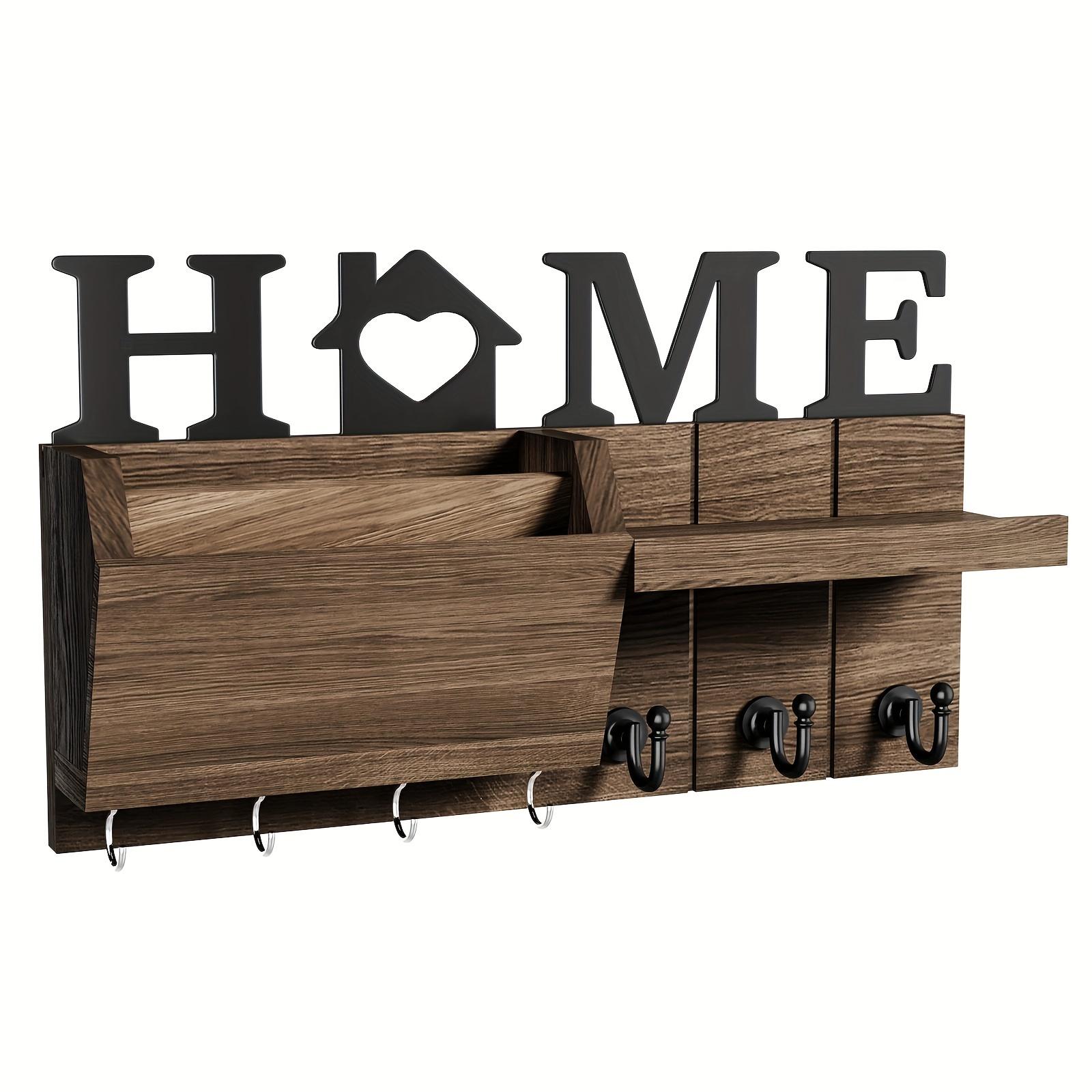 TEMU Schlüsselbrett aus Holz mit Haus- und Notenmuster - Inklusive 7 Haken für Schlüssel - Ideal für Eingangsbereich, Haustür, Flur, Küche, Schlafzimmer oder Büro im Sommer.