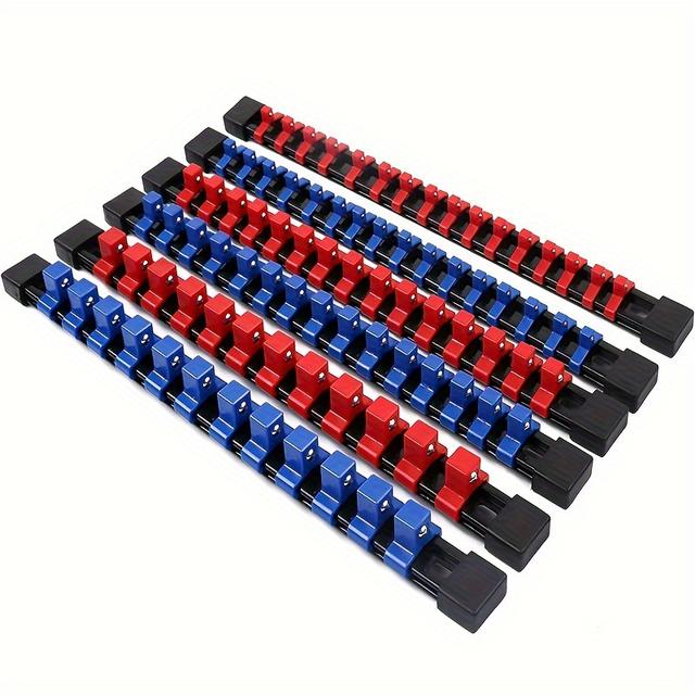 TEMU Socket Organizer Drive Socket Holder, 6pcs 1/4-inch X 32 Clips, 3/8-inch X 30 Clips, 1/2-inch X 24 Clips, Socket Clip Rail Holder