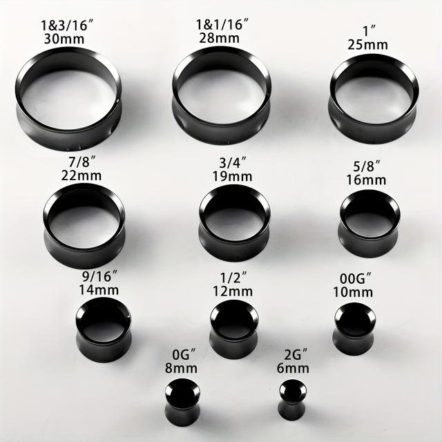 TEMU 2pcs Stainless Steel Hollow No-screw Flare Ear Tunnels Plugs Expander Stretcher Gauges Earrings Body Piercing Jewelry