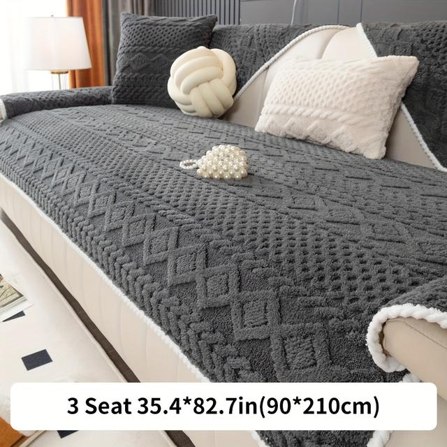 TEMU 1 Housse De Canapé En Peluche, Housse De Canapé Chaude Et Épaisse, Protection Générale Des Meubles , Chambre, Bureau, Salon, Décoration De , , Accoudoir, Taie D'oreiller Non .
