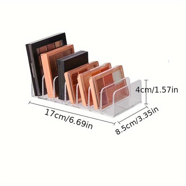 TEMU Przezroczysty organizer na kosmetyki na biurko z 7 przegródkami, akrylowy pojemnik na cienie do powiek, prezent dla dziewcząt i kobiet