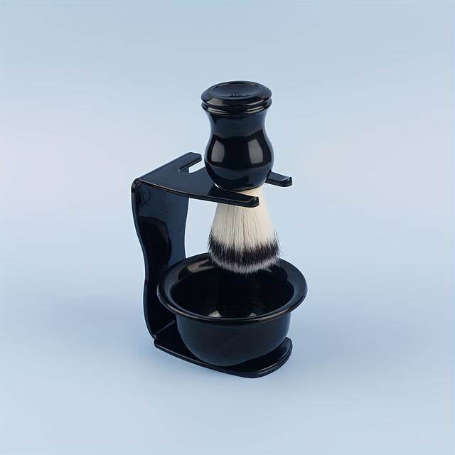 TEMU Barber Shop Special Foaming Bowl Brush Men's Facial Repair Tool Manual Face Scratching Shaving Foaming Brush Barber Plastic Foaming Bowl Shaving Cleaning Care Nylon Hair Beard Sweeper