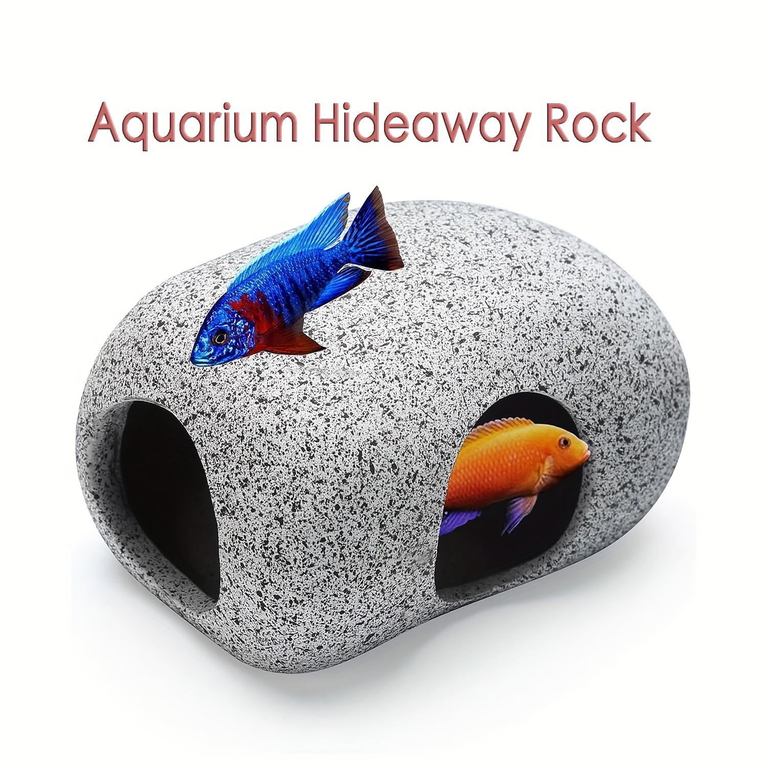 TEMU 1pc Ceramic Fish Tank Decorations Betta Fish Bowl Additions Stackable Aquarium Cave Hideout And House Small Hiding Rock