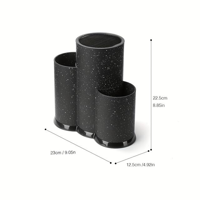 TEMU Safe Universal Knife Holder, 3-in-1, 2-in-1kitchen Utensil Holder, Empty Knife , Large Kitchen Tools Flatware Holder Organized Utensil Drying Cylinder, Black