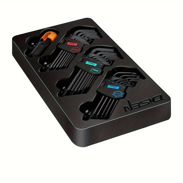 TEMU 36pcs Pmmj Allen Wrench Set, Sae & Metric Hex Keys, Torx Star & Long Arm Ball Head With T-handle, Heat Treated Steel, Mechanical