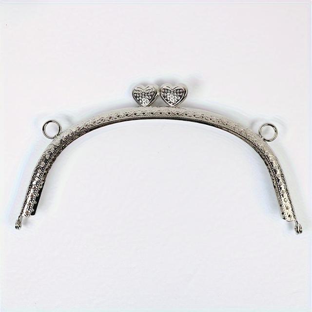 TEMU 16,5 cm bogenförmiger geprägter herzförmiger Kopfschmuck, goldene silberne handgefertigte Handtasche, Handwerksproduktion, DIY-Geldbörsenherstellung