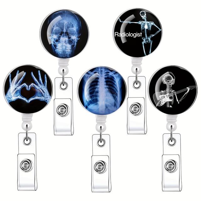 TEMU 5 Stück Röntgenmarker Mit Initialen, Einziehbare Ausweishalter, Ausziehbarer Clip Für Ausweishalter, Einziehbare Schlüsselbänder Für Ausweise, Perfektes Geschenk Für Männer, Frauen, Kollegen