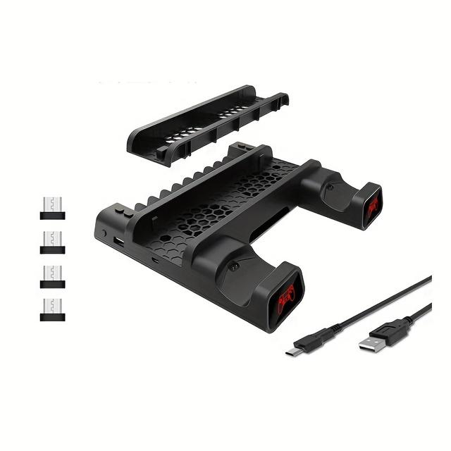 TEMU Stacja dokująca chłodząca do PS4 Slim i Pro z ładowarką do kontrolerów, wskaźnikiem świetlnym, uchwytem do ładowania, podstawą z gniazdami na dyski i karty z do Playstation 4