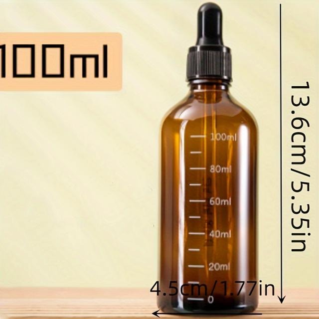 TEMU Amber Glass Graduated Dropper Bottle Empty Refillable Essential Oil Cosmetics Fluid Container Jar Pot Holder With Pipette Dropper