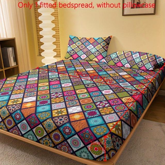 TEMU A Printed Flannel Fitted Sheet, A Decorative Bed Cover For The Bedroom,