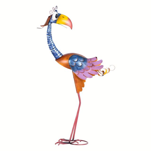 TEMU Metal Garden Bird Statue 31.2 Inch Cartoon Sculpture, Sculpture, Handmade Art Painting, High-quality Paint, Standing Animal Decor, Garden Backyard Porch Patio Lawn Red And Decoration