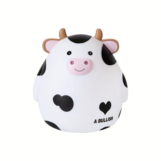 TEMU A Large-capacity, Creatively Cute Cow Money Bank That Used For Saving And Retrieving Money, Perfect As A Cartoon Desktop Ornament For Birthday, Halloween, And Christmas Gifts